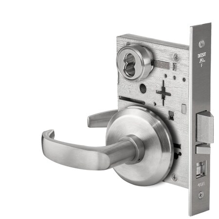 Best Grade 1 Office Mortise Lock, 14 Lever, S Rose, SFIC Housing Less Core, Satin Chrome Finish 45H7A14S626